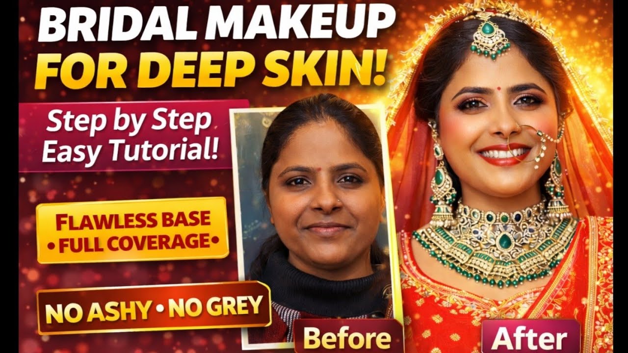 Beginner Friendly Bridal Makeup for Dusky Skin Tone 👰‍♀ 