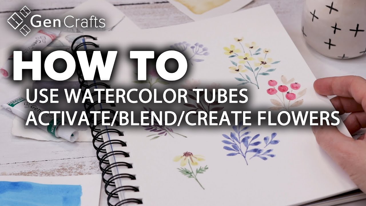 How To Use Watercolor Paint Tubes / Activate / Blend / Create Flowers #Gencrafts #Watercolortubes