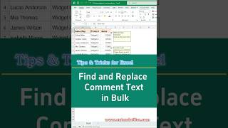Batch Find and Replace Comment Text in Excel