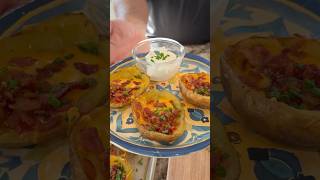 Loaded Potato Skins for Game Day! #CheesyBacon #SnackTime #FoodieReel