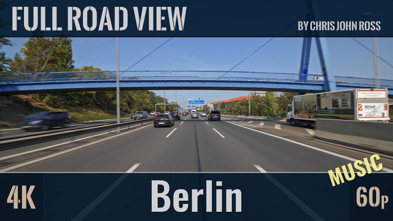 Berlin, Germany: Autobahn (A100, A111) - Grenzallee - Stolpe -  4K UHD - Music Roads: Mixed