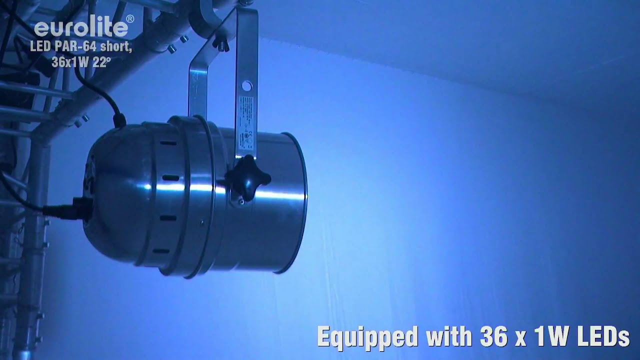 Eurolite LED PAR-64 RGB 36x 1W 22° Short. Professional LED spot in LED DMX format