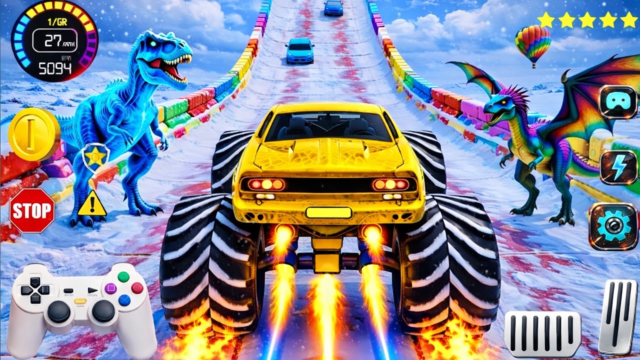 Monster Truck vs Impossible Mega Ramp! Can It Survive the Jump? 😱