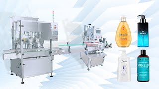 Tracking Type Automatic Filling Capping Machines Line for Shampoo Bottle Model HYPFT2-1000+HYXG-4C