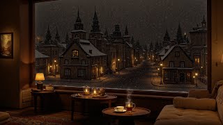 Gentle Jazz Snowfall at Old London Night | Cozy Café Corner For Deep Sleep, Focus or Relax