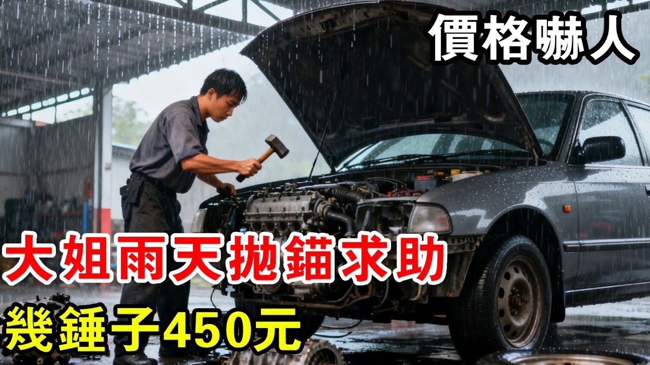大姊雨天拋錨求助，幾槌450元，這修車價太嚇人【暴躁的車輪】