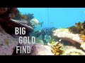 Found SOLID GOLD Underwater Metal Detecting BIG BLUES Fish Cave!!