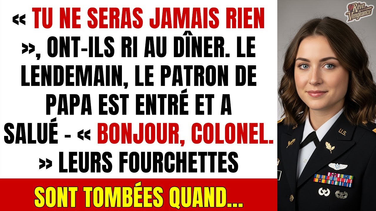 Au dîner, ils ont dit que je n’étais rien — puis le patron de mon père m’a appelée “Madame”.