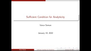 MAT201-Sufficient Condition for Analyticity