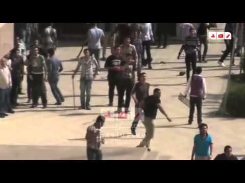 دماء و اسلحة و العاب نارية في اشتباكات جامعة المنصورة اليوم