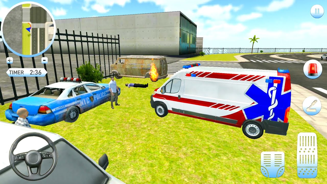 Rooftop Ambulance Van Truck Driving #4 - First Aid Emergency Simulator - Android Gameplay
