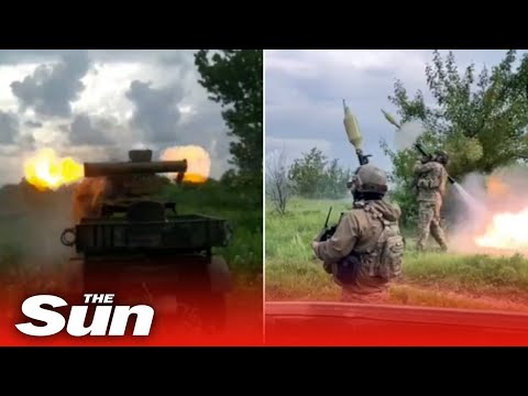 Ukrainian Brigade strikes Russian forces with artillery and rockets.