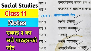 [ २० मिनेटमा सबै पाठ🔥 ] Class 11 Social Notes Unit 3 All Chapters Exercise