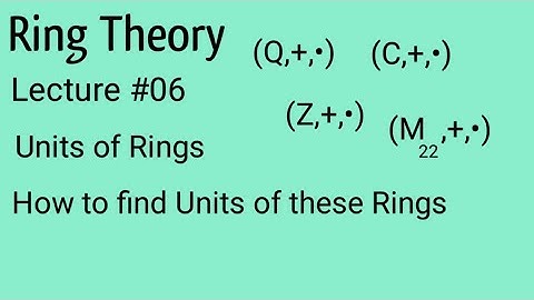 Lecture #6 Unit elements in Rings.