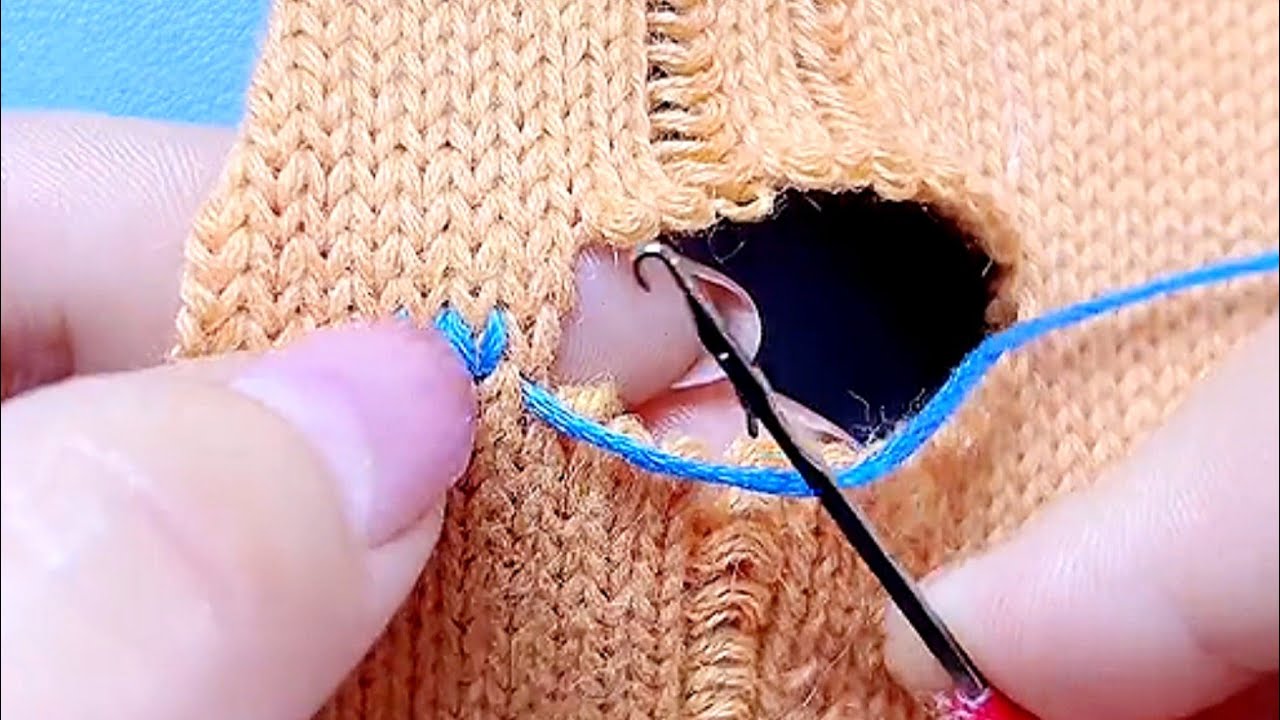 Easily Repair Holes in a Knitted Sweater at Home - YouTube