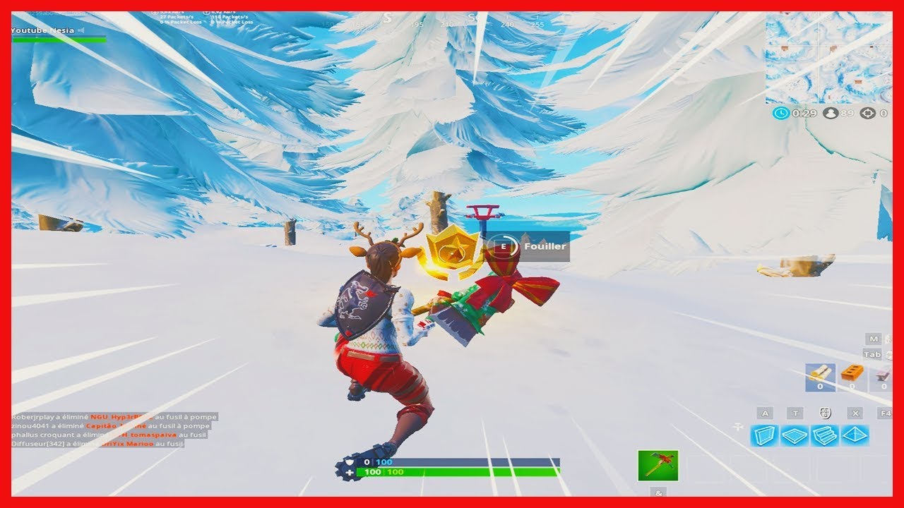 chercher entre trois chalets de ski defi semaine 3 fortnite - chercher fortnite