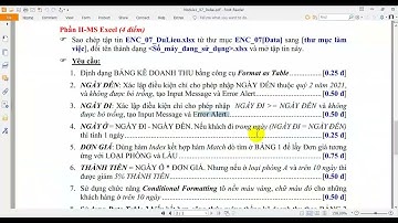 [HUTECH] Module 1 - Excel nâng cao - Đề số 7 - Câu 1,2,3,4