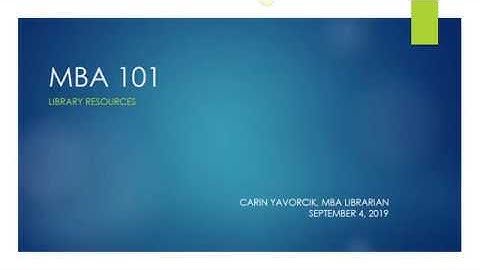 MBA 101: Library Resources