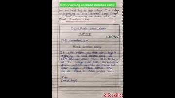 blood donation camp notice l notice writing class 11