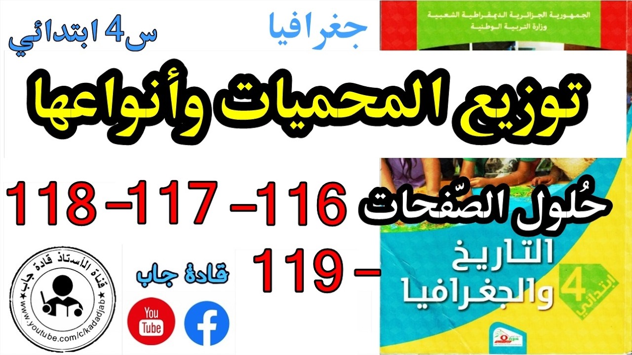 توزيع المحميات وأنواعها الصفحة 116 كتاب التاريخ والجغرافيا للسنة الرابعة ابتدائي