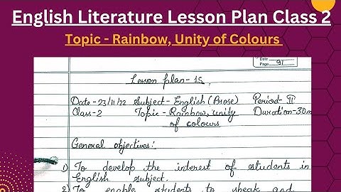 English Lesson Plan Class 2 | Topic-Rainbow🌈Unity of Colours | B.Ed | B.El.Ed | B.T.C | D.El.Ed