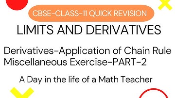 DERIVATIVES-MISCELLANEOUS EXERCISE-PART -2-LIMITS AND DERIVATIVES-CHAPTER-13-CLASS-11-CBSE