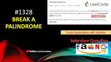 Break a Palindrome | LeetCode 1328 | Java |  @LearnOverflow
