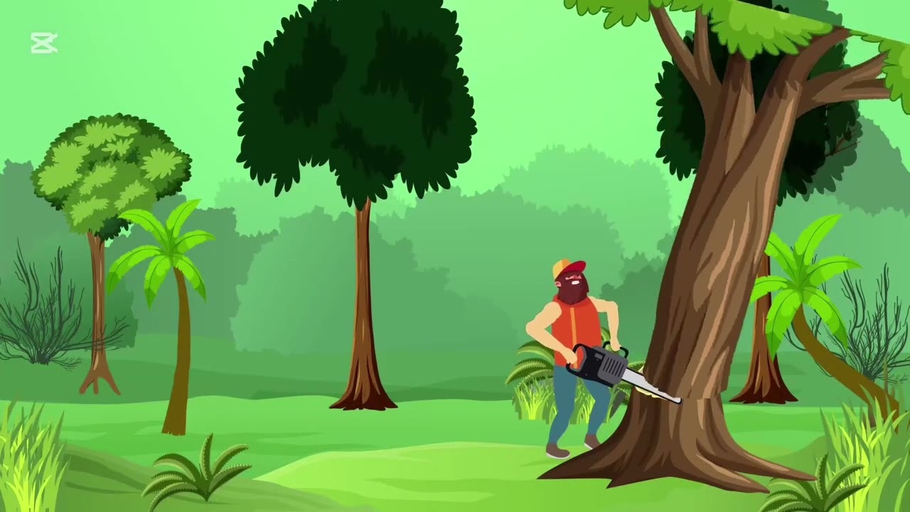 Spring Logging Animation | Lumberjack Cutting Tree Trunk in Action