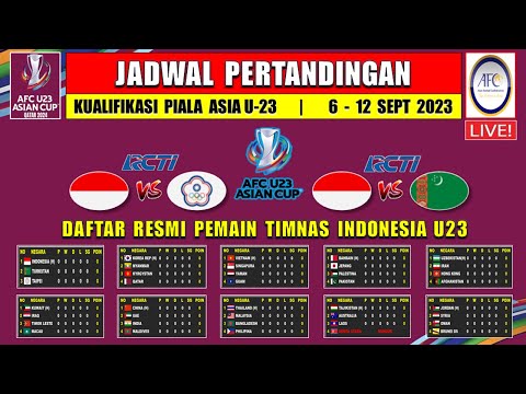 Jadwal Kualifikasi Piala Asia U23 Live RCTI ~ INDONESIA vs TAIPEI ~ Daftar Pemain Timnas U23 2023