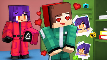 JJ PLAYER fell in LOVE with APHMAU GUARD in SQUID GAME - Maizen Minecraft Animation