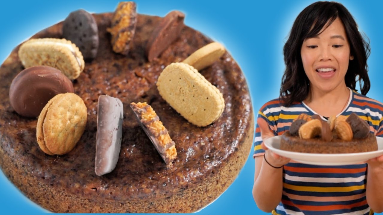 3-ingredient CAKE -- no oven, no eggs -- Ground up ALL Girl Scout 