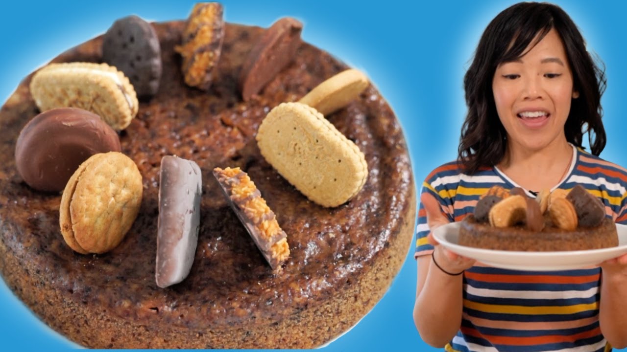 3-ingredient CAKE -- no oven, no eggs -- Ground up ALL Girl Scout 🍪
