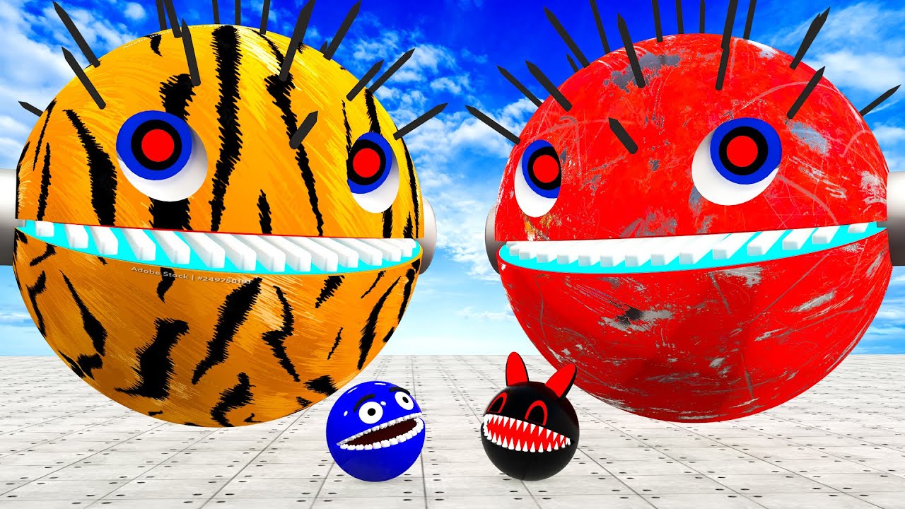 MS PACMAN & NEW RED PACMAN VS TWO YELLOW MONSTER PACMAN FIGHTING IN POKEMON 