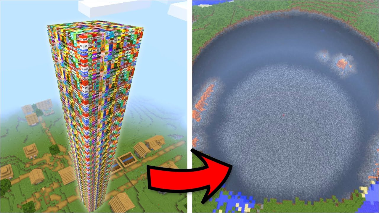 minecraft-destroying-our-village-with-a-tnt-tower-don-t-stand-close