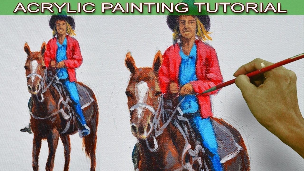 How to Paint a Lady Riding a Horse in Acrylic - YouTube