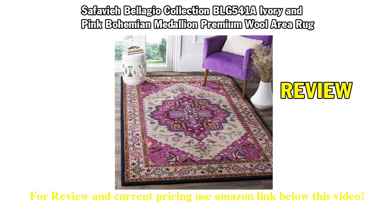 Review Safavieh Bellagio Collection BLG541A Ivory and Pink Bohemian Medallion Premium Wool Area Rug