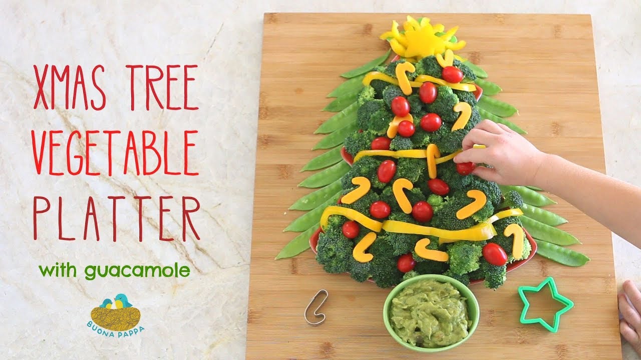 Christmas Veggie Platter with Guacamole Dip kid friendly recipe YouTube