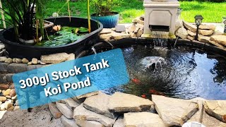 300gl Rubbermaid Stock Tank Koi Pond Drainage Problems? #backyardoasis  #backyardpond #koifish