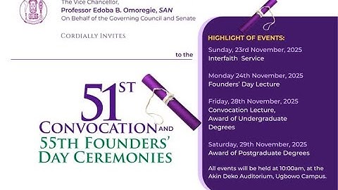 CONVOCATION LECTURE & AWARD OF UNDERGRADUATE DEGREES