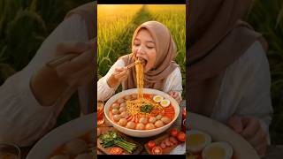 Mukbang Baso Super Jumbo || Di tengah Sawah #mukbang #food #spicy #shortvideo #shorts #fyp