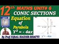 Chapter #6 [Conic Sections] Equation of Parabola y² = - 4ax |Maths intermediate Part 2 Lec 23