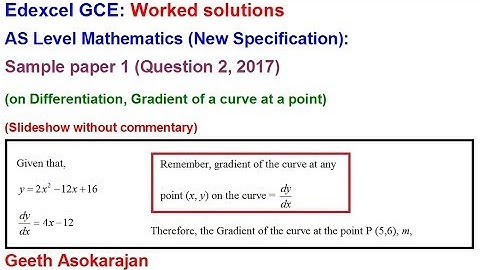 Edexcel AS Level New Spec Mathematics paper 1 SAMPLE  2017 Question 2 (on Differentiation)