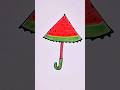 Very easy umbrella drawing with watermelon colorscoloring book for kids shorts songsforkids