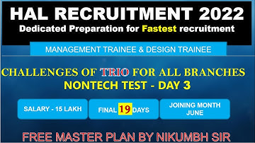 HAL RECRUITMENT EXAM PREPARATION 2022 | FREE NONTECH TEST SERIES FOR ALL BRANCHES