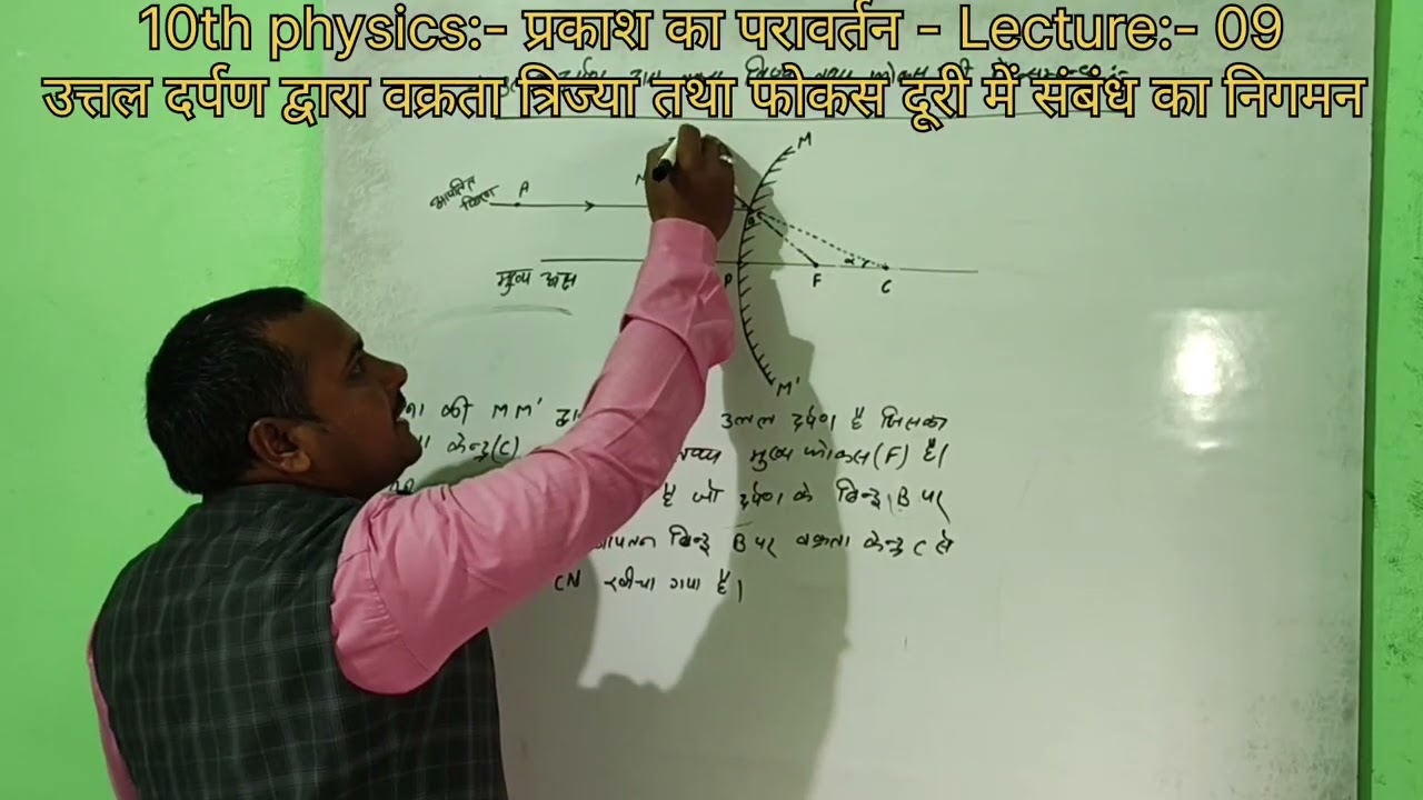 10th physics - उत्तल दर्पण द्वारा वक्रता त्रिज्या तथा फोकस दूरी में संबंध Lecture:- 08