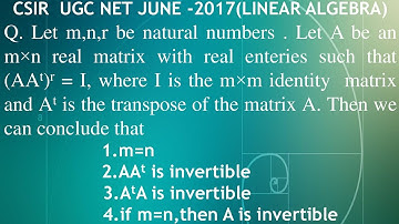 CSIR NET JUNE 2017 LINEAR ALGEBRA QUESTIONS NO. 72 BOOKLET A
