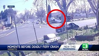 Tesla flies down Modesto street moments before fiery crash