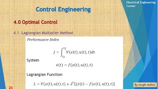 Lagrangian Multiplier Method of optimization of Control Systems