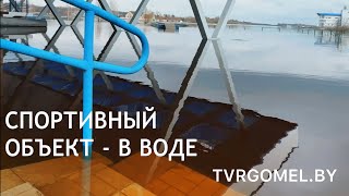 В Гомеле вода подтопила территорию школы олимпийского резерва по гребле и биатлонный комплекс «Сож»