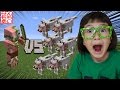 【マインクラフト】オオカミの群れ VS ゾンビピッグマン！[マイクラせんもも親子実況#73]